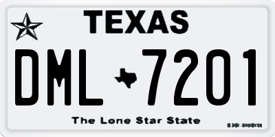 TX license plate DML7201
