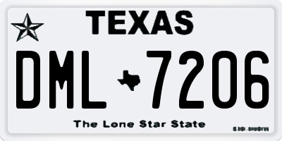 TX license plate DML7206