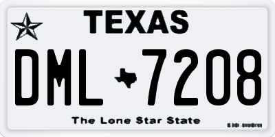 TX license plate DML7208