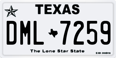 TX license plate DML7259