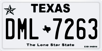 TX license plate DML7263