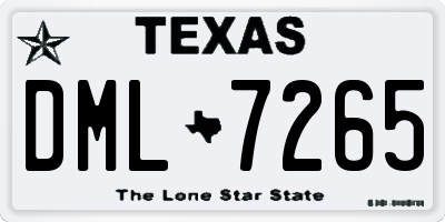 TX license plate DML7265
