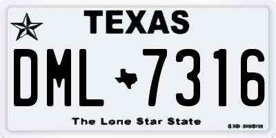 TX license plate DML7316