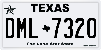 TX license plate DML7320