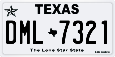 TX license plate DML7321