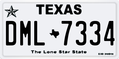 TX license plate DML7334