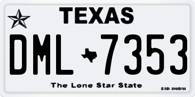 TX license plate DML7353