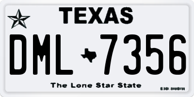 TX license plate DML7356