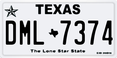 TX license plate DML7374