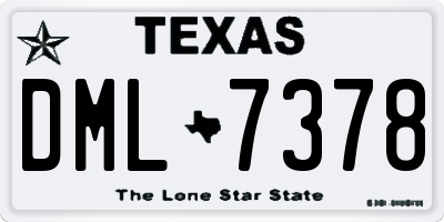 TX license plate DML7378