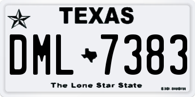 TX license plate DML7383