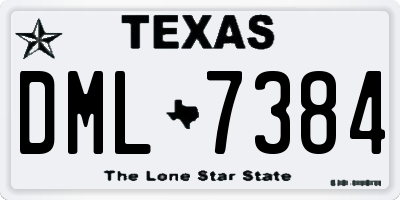 TX license plate DML7384