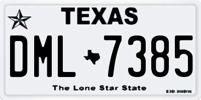 TX license plate DML7385