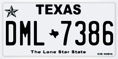 TX license plate DML7386