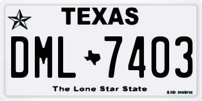 TX license plate DML7403