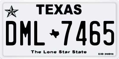TX license plate DML7465