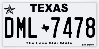 TX license plate DML7478