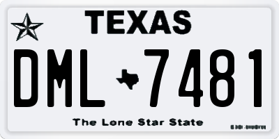 TX license plate DML7481
