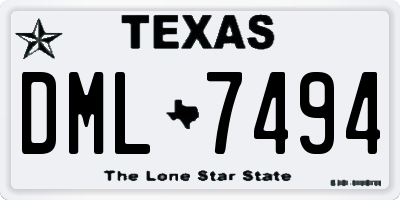 TX license plate DML7494