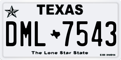 TX license plate DML7543