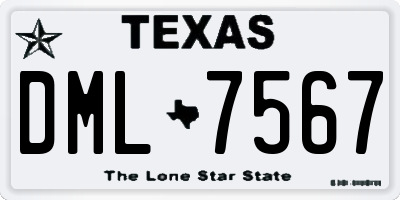 TX license plate DML7567
