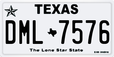 TX license plate DML7576