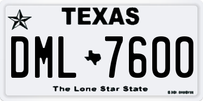 TX license plate DML7600