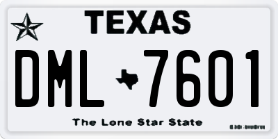 TX license plate DML7601