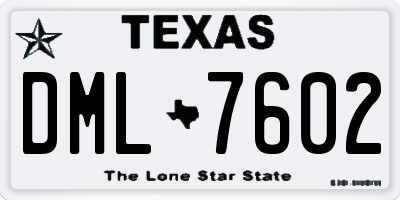 TX license plate DML7602