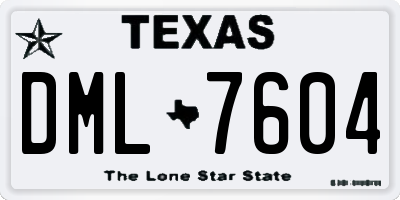 TX license plate DML7604