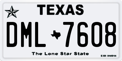 TX license plate DML7608