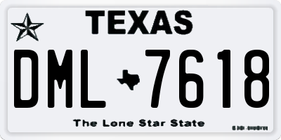 TX license plate DML7618