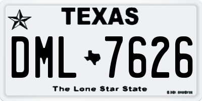 TX license plate DML7626
