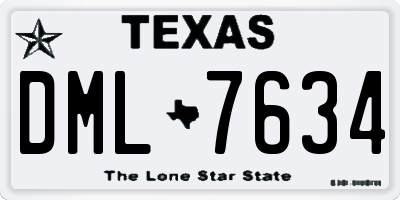 TX license plate DML7634