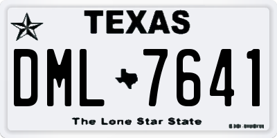 TX license plate DML7641