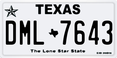 TX license plate DML7643