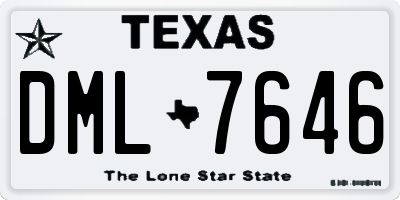 TX license plate DML7646