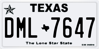 TX license plate DML7647