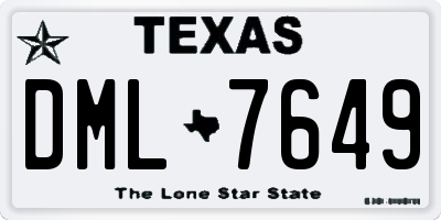 TX license plate DML7649