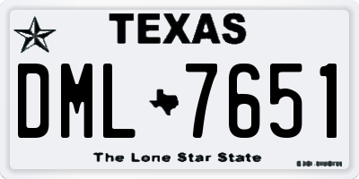 TX license plate DML7651