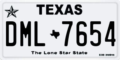 TX license plate DML7654