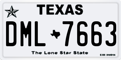 TX license plate DML7663