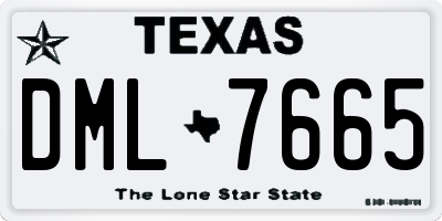 TX license plate DML7665