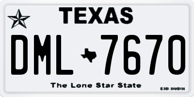 TX license plate DML7670