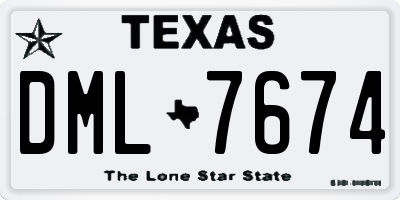 TX license plate DML7674