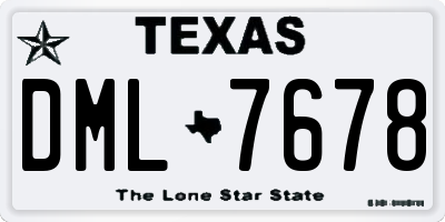 TX license plate DML7678