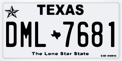 TX license plate DML7681