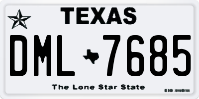 TX license plate DML7685