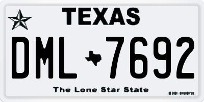 TX license plate DML7692