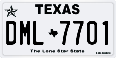 TX license plate DML7701